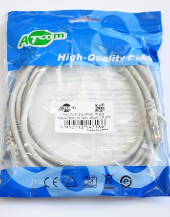 Патч-корд литой, UTP, RJ45, Cat.5e, 7,5m ATcom серый